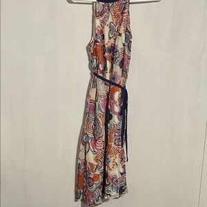 Sleeveless Paisley Print Midi Dress in Cream and Multicolor